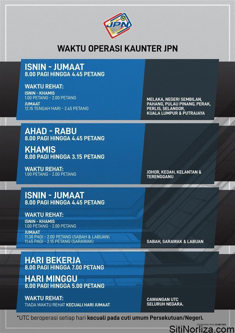 Waktu Buka Kaunter JPN Putrajaya